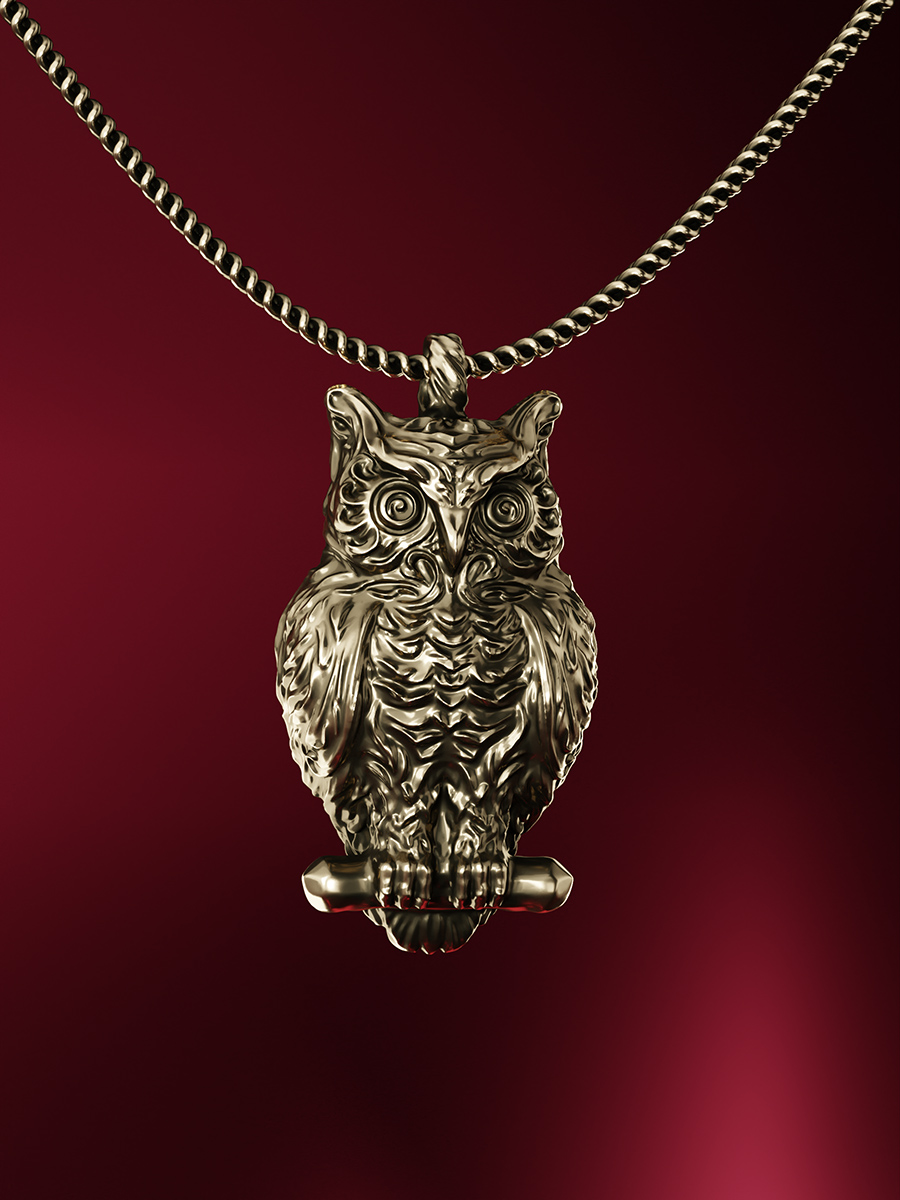 Owl Charm Sculptural Jewelry Pendant